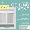 thumbnail image 3 of Ceiling Register - Air Vent Covers for Home Ceiling or Wall - 10X10 Inch (Duct Opening) 4-Way White Grille Register Cover with Adjustable Damper for HVAC Heat and Cold Air Conditioner, 3 of 9