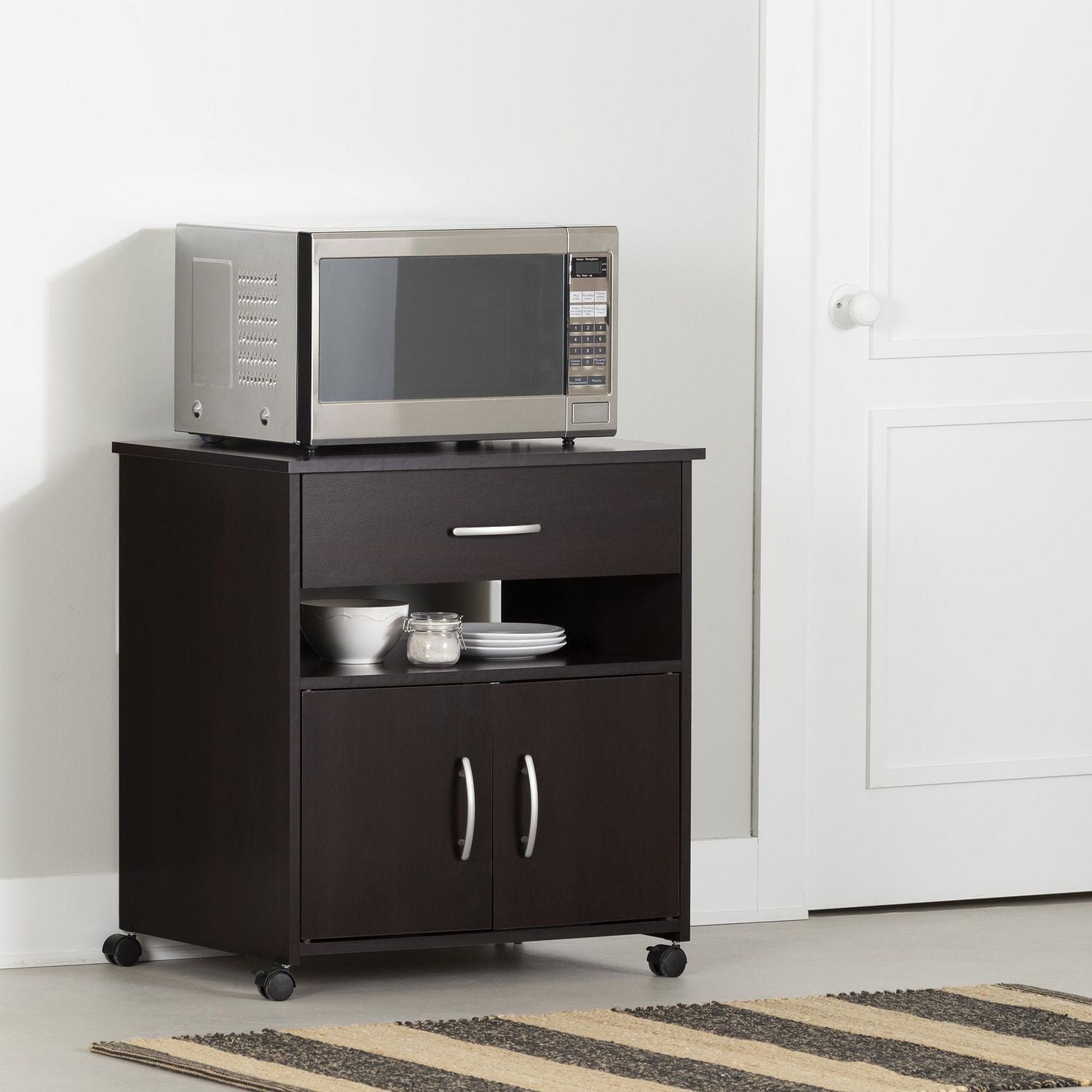 Rangement à micro-ondes sur roulettes collection Fiesta de Meubles South Shore