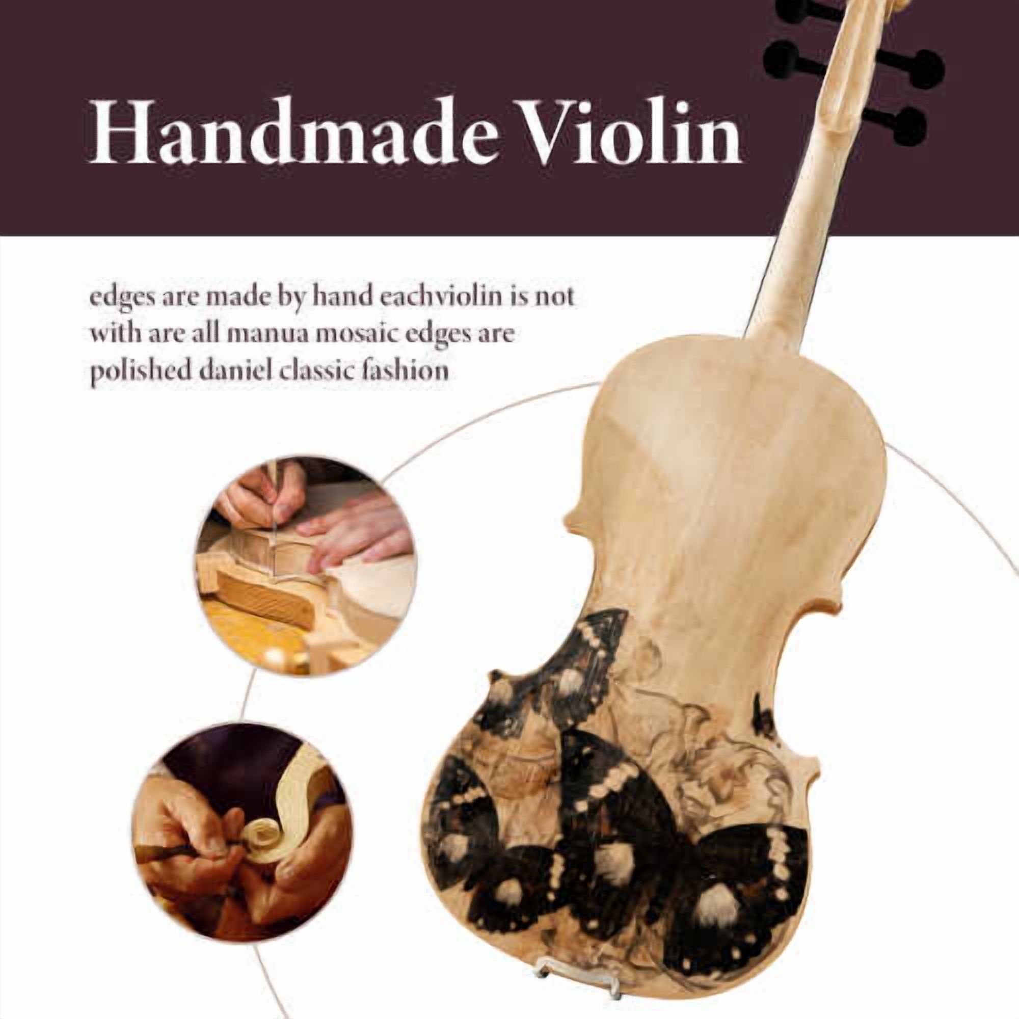 4/4 Full-Size Violin - Professional Sound Durable Tonewood Complete Accessories Unique Gift for Musicians Wood + Wood