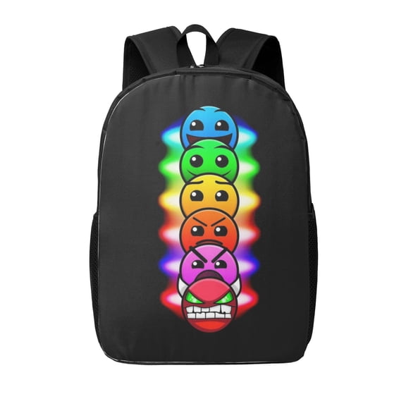 Geometry Dash Backpack 17 Inch Large Capacity Casual School Bag Lightweight Daypack Laptop Bag Travel Hiking Camping
