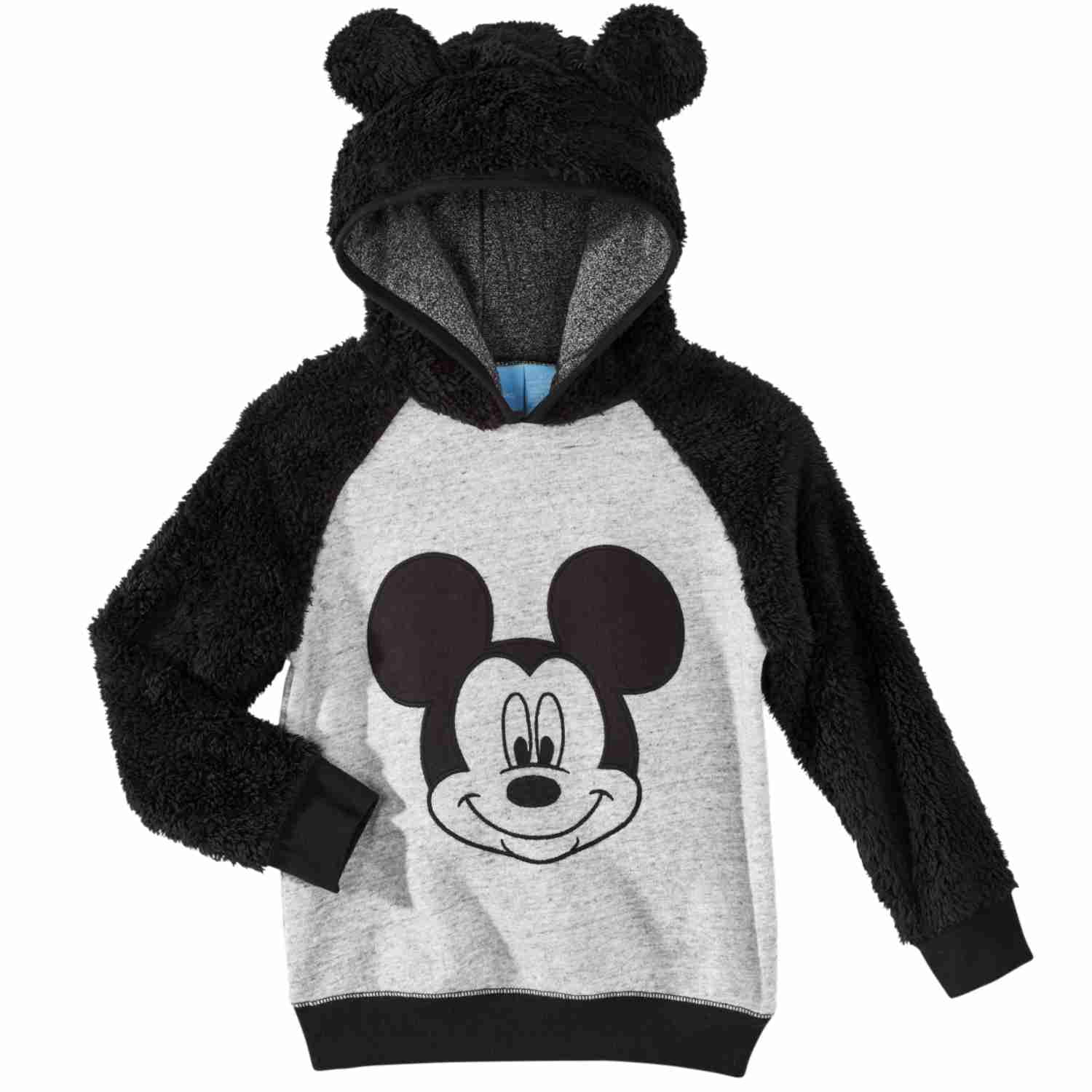 Disney Infant Boys Plush Black & Gray Mickey Mouse Hoodie Sweatshirt 3 ...