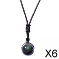 thumbnail image 1 of Runquan 5-6pack Natural Necklace Obsidian Pendant Good Luck Bead Rainbow Eyes 6 Pcs, 1 of 8