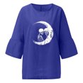 thumbnail image 4 of Nueva camisa de lino con cuello redondo informal de manga tres cuartos con estampado de Halloween Camiseta/camisa de manga corta con cuello redondo Pompotops hfajkhk141254, 4 of 5