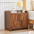 thumbnail image 3 of LEFHDA 24 Inch Wide Fluted Nightstands with 2 Drawers, Large End Table for Bedroom, Mid Century Modern Bedside Table with Storage, Wood Night Stand for Living Room, Office (Walnut), 3 of 8