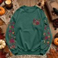 thumbnail image 6 of Women Halloween Floral Graphic Sweatshirt JIANLAI Crew Neck Long Sleeve Moon Rose Leaf Print Pullover Casual Autumn Fall Holiday Tops, 6 of 7