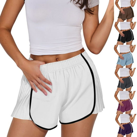 Olyvenn Women Running Shorts Flowy Pleated Athletic Shorts Summer High Waisted Tennis Sporty Workout Gym Shorts Coffee S