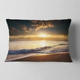 thumbnail image 2 of Designart Sunset over Foaming Waves - Modern Beach Throw Pillow - 12x20, 2 of 5