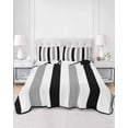 thumbnail image 3 of Black Gray Striped Twin Size Down Alternative Comforter, Lightweight Comforter Quilt Bedding Set with Pillow Shams Farmhouse Stripe Art All Seasons Bed Comforter Duvet Insert 68"x86", 3 of 7