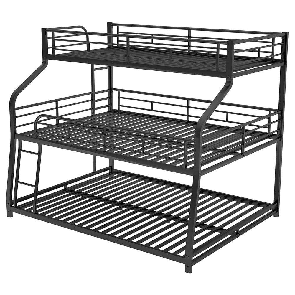 Kadyn Triple Bunk Bed, Metal Bunk Bed, Twin/Full/Queen, Black