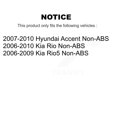 thumbnail image 2 of Transit Auto Front Rear Hub Bearings Assembly Coated Disc Brake Rotors and Semi-Metallic Pads Kit (10Pc) for Car Hyundai Accent Kia Rio Rio5 Non-ABS - Left Right Side (Driver Passenger) KBB-133061, 2 of 2