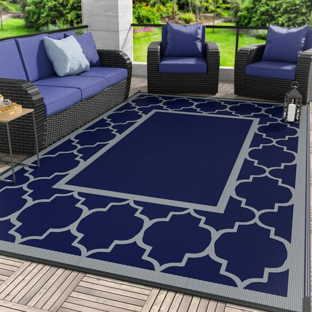 Alfombra de exterior GENIMO, 152 x 244 cm, impermeable, plegable y reversible