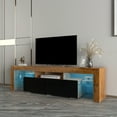 thumbnail image 2 of TV Cabinet with Drawers, Wood Corner TV Console Table for 32-70 Inch Television, Modern TV Stand Entertainment Center for Living Room Lounge Room, TV Stand with LED Lights, 63"x14"x18", Walnut, 2 of 11
