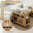 thumbnail image 5 of Lotpreco Solid Wood Narrow Side Table with Storage Rolling Bedside Table Portable End Table for Bedroom Living Room Dining Room, 5 of 9