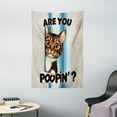 thumbnail image 3 of Ambesonne Cat Tapestry Wall Hanging, Are You Poopin' Curious Kitty, 40"x60", Blue Coconut Chocolate, 3 of 3