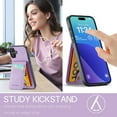 thumbnail image 3 of Case Compatible with iPhone 17 with PU Leather Back + TPU Frame, Card Slot with RFID Blocking Kickstand Classic Slim Fit Phone Cover Designed for iPhone 17 - Purple, 3 of 8