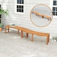 thumbnail image 5 of Costway 4 PCS Outdoor Curved Bench with Slatted Seat Solid Acacia Wood for Yard, 5 of 9