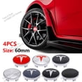 thumbnail image 2 of 4 Pcs/Ensemble Emblèmes de Moyeu Central de Roue de Voiture 60mm Autocollant Logo de Voiture Accessoires de Stylisation pour Modèle 3 Y S X Tesla-Noir, 2 of 6