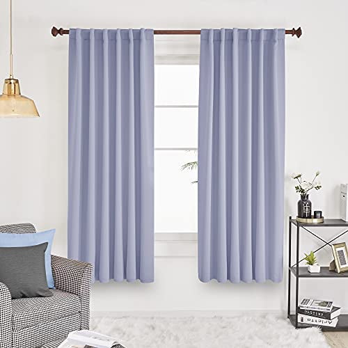 Deconovo Room Darkening Curtains, Back Tab and Rod Pocket Curtains, Thermal Insulated Blackout Curtains for Bedroom - 52x72 Inch, Light Purple, Set of 2
