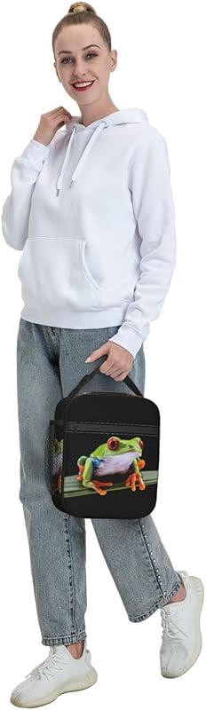 Frog Pattern Reusable Lunch Box Insulated LunchBox Cooler Lunch Bag