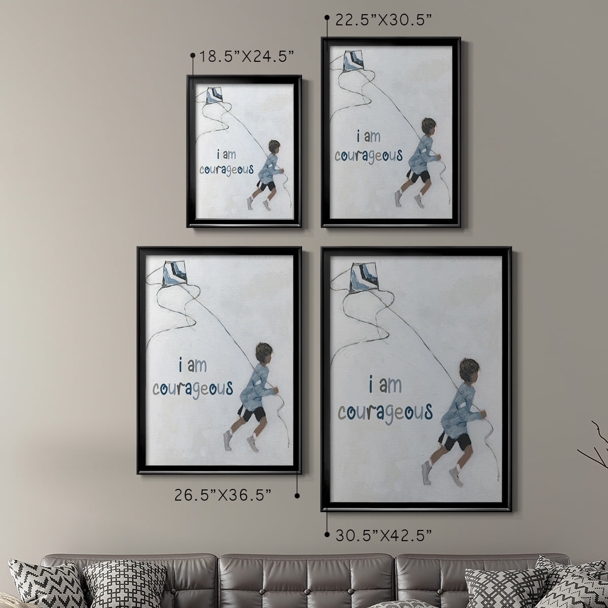 Boy Flying Kite Premium Framed Print - Ready to Hang