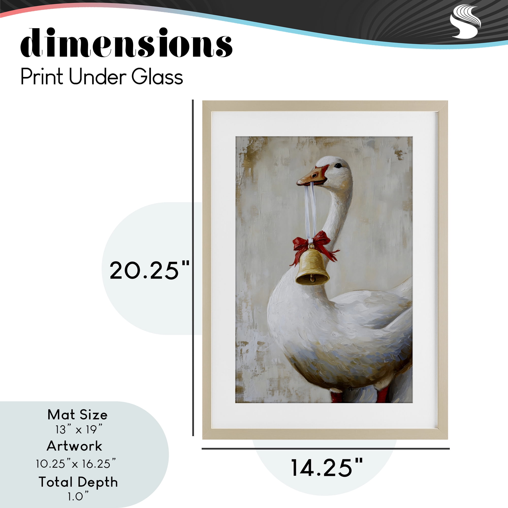 Festive Jingle Goose Birch Framed Print Under Glass, design by Petal Prints Design
