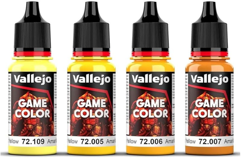 Vallejo Game Color Yellow Color Set,Professional Miniature Painting Set ,4×18ml