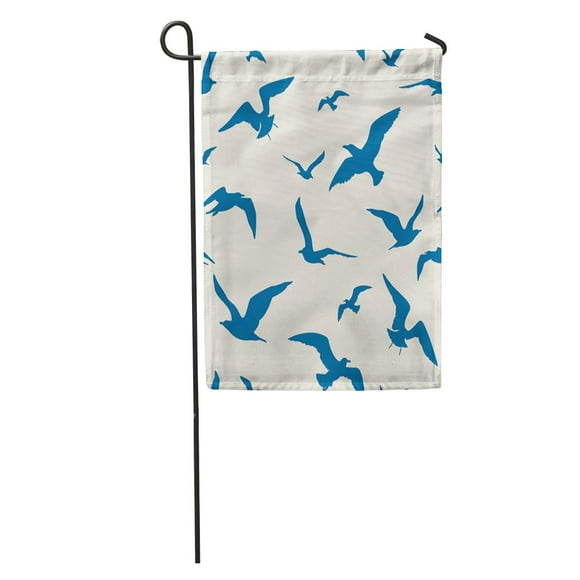 POGLIP Flying Seagulls Silhouette Sea Bird Pattern Outline Feather Profile Garden Flag Decorative Flag House Banner 28x40 inch