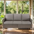 thumbnail image 2 of POCASSY Patio Couch with Furniture Cover, Brown Wicker Outdoor Couch Outdoor Furniture with Deep Seat High Back Cushion, Ideal Furniture Set for Porch Balcony in Gray, 2 of 15