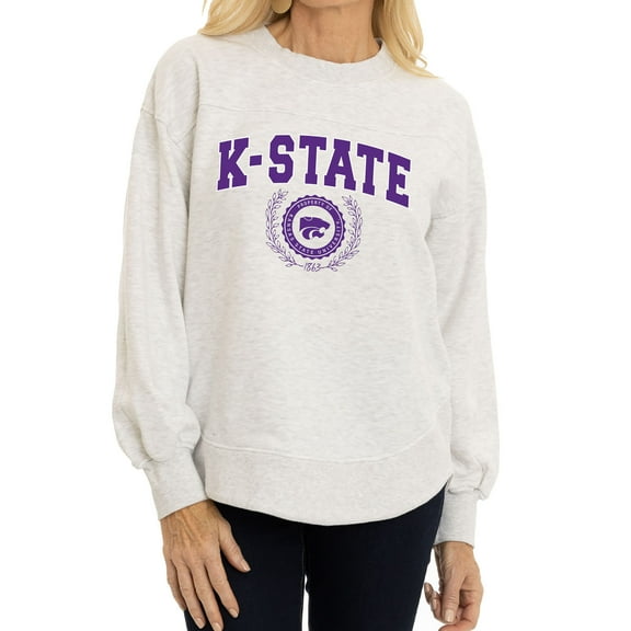 Women's Oatmeal Kansas State Wildcats Yvette Pullover Sweatshirt
