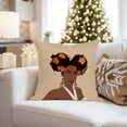 thumbnail image 4 of Ethan Taylor People & Portraits Throw Pillow Soft Cushion Cover ' 'African American People & Portraits Floral Dreams' Bohemian Pattern Decorative Square Accent Pillow Case, 16x16 Inches, Brown, Beige, 4 of 5