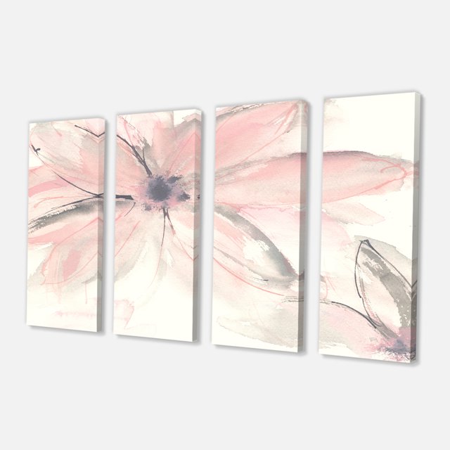 Designart - Pink Shabby Floral II - Shabby Chic Canvas Artwork