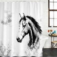 thumbnail image 2 of Horse Bathroom Shower Curtains with 12 Hooks Polyester Waterproof Shower Curtain for Stalls and Bathtubs Modern Sketch Abstract Vintage Art Decorative Bathroom Privacy Curtain 66x72 Inches, 2 of 9