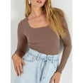 thumbnail image 2 of Womens Long Sleeve Shirts Crop Tops Basic Double Layering Tight Slim Fit T Shirts Winter Clothes 2024, 2 of 4