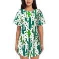 thumbnail image 1 of Balery Cactus 1 Conjunto de Pijama para Mujer con Estampado, Dos Piezas de Manga Corta y Shorts, Ropa de Dormir Suave con Cuello Redondo y Bolsillos-XX-Large, 1 of 6