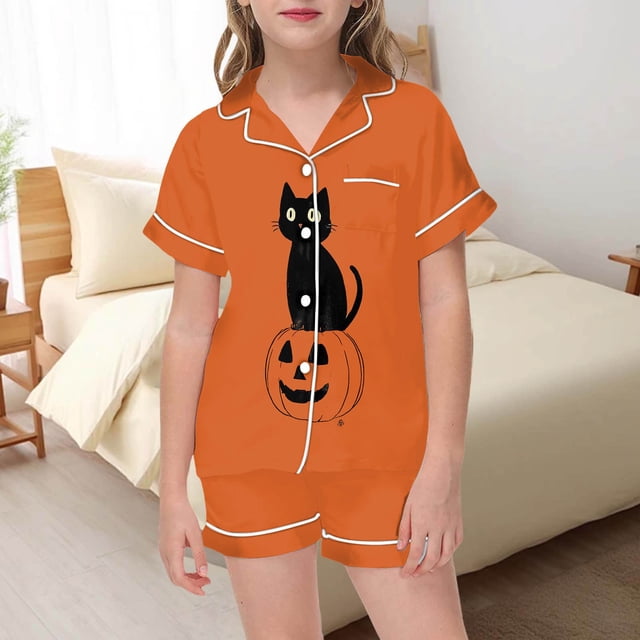 XEGLSBU Girls Pajamas Satin 2 Piece Long Sleeve Long Pants Pajama Set Kids Cute Button down Sleepwear