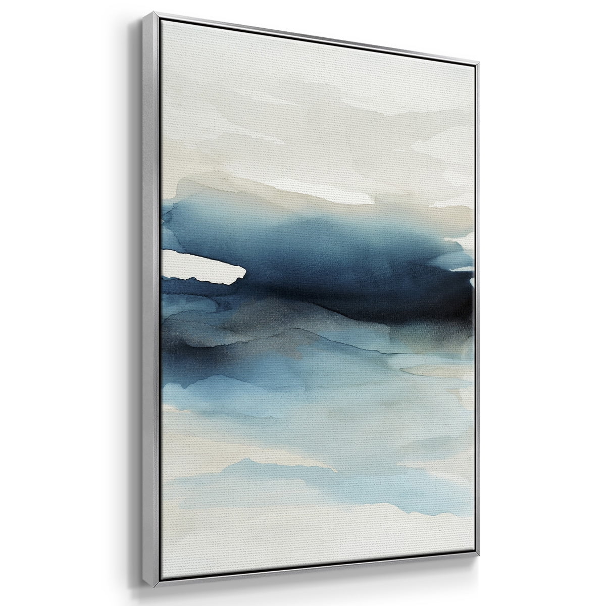 Waves II Framed Premium Gallery Wrapped Canvas - Ready to Hang - 25 x 37 - Silver Floating Frame