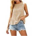thumbnail image 5 of Admvng Women's Peplum Tank Top Round Neck Gingham Check Sleeveless Ruffle Hem Lightweight Casual Summer Camisole Blouse, 5 of 7