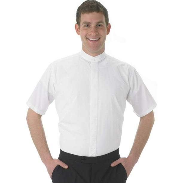 Henry Segal Mens Banded Collar Short Sleeve Shirt 