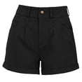 thumbnail image 6 of Bermuda Shorts for Women Denim New Summer Shorts for Women High Waist Pleated Button Zipper Loose Shorts Classic Rolled Hem Bottoms with Pockets Black XXL, 6 of 7