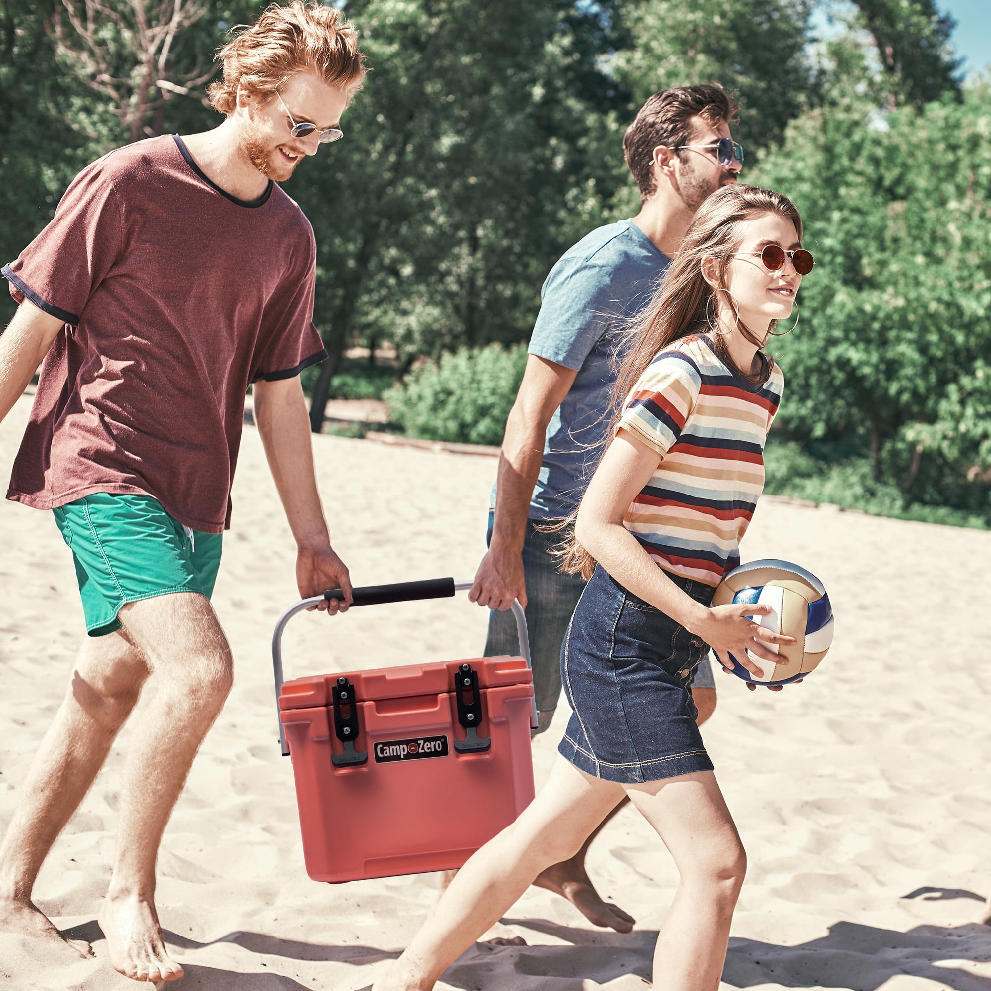 CAMP-ZERO 10 Liter 10.6 Quart Cooler with 2 Molded In Cup Holders, Coral