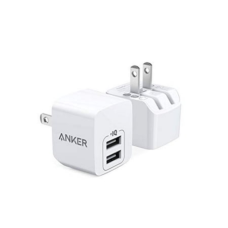 USB Charger, Anker 2-Pack Dual Port 12W Wall Charger with Foldable Plug, PowerPort Mini for iPhone Xs/XS Max/XR/X/8/8 Plus/7/6S/6S Plus, iPad, Samsung Galaxy Note 5/ Note 4, HTC, Moto, and