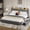 Gray-Button Tuffed-4 Drawers, variant on Anyhave King Size Bed Frame with 4 Storage Drawers, LED Lights, Charging Station, Upholstered Headboard, Steel Support, Noise-Free, Gray