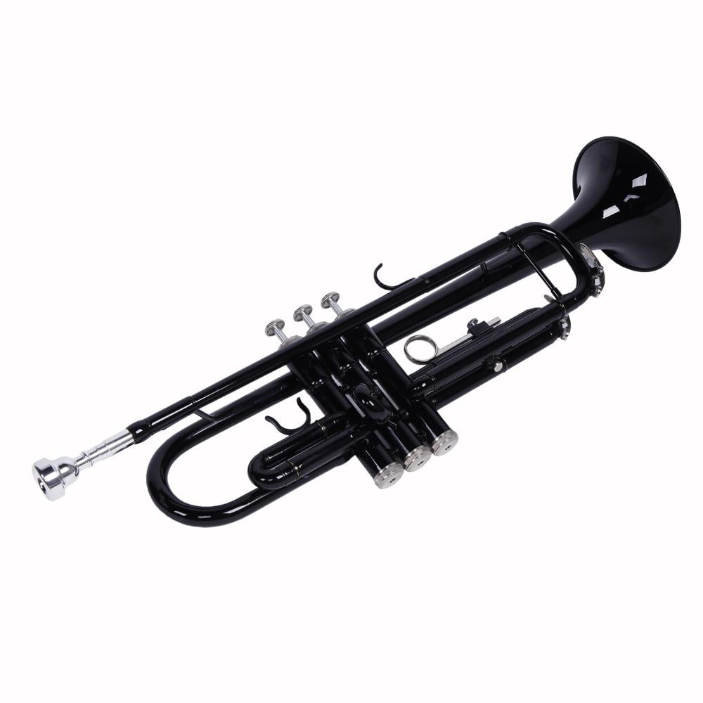 SamyoHome Bb Trumpet Nickel Plating with Mouthpiece for Student School Band, Black