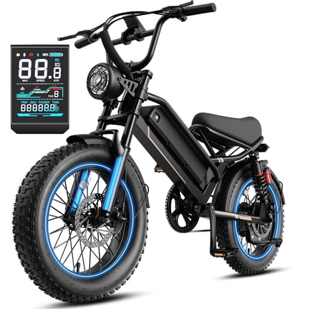 YareYi Electric Bike for Adults, 2000W Peak E-Mountain Bicycle, 28MPH Fat Tire Ebike, 48V 600Wh Removable Battery Dual Suspension UL2849, 16 inch