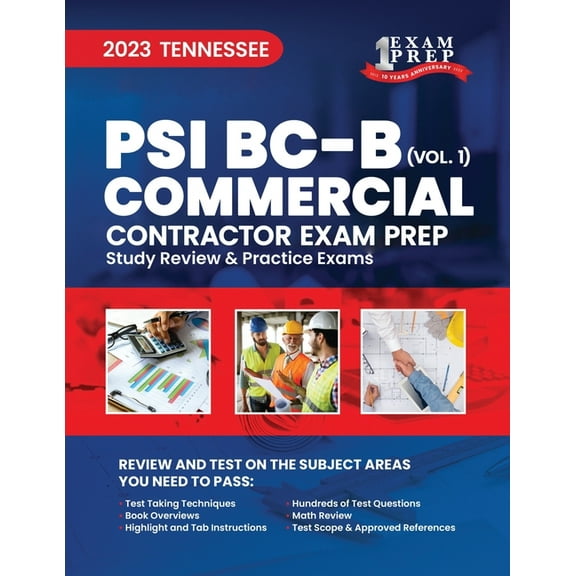 2023 Tennessee PSI BC-B - Commercial Contractor: Volume 1: Study Review & Practice Exams (Paperback) by Upstryve Inc