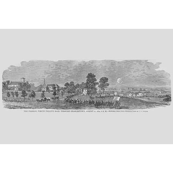 Federal Forces Retreat thru Charlestown-Fine Art Canvas Print (20" x 30")