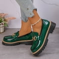 thumbnail image 5 of Green Women Round Toe Patent Leather Loafers With Low Heel For Outdoor Comfort, 5 of 9