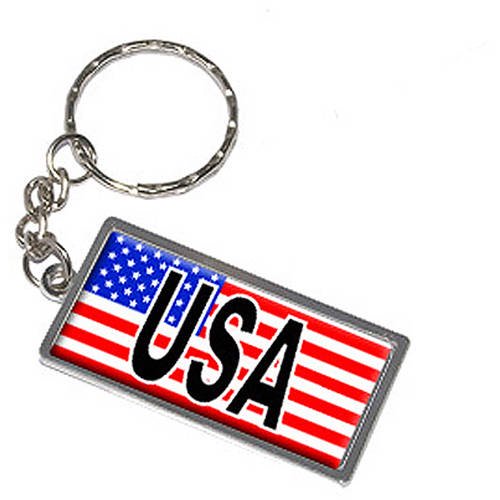 Usa With Flag Keychain Key Chain Ring