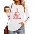thumbnail image 7 of Christmas Tree Shirt Women Christmas Embroidered Trees Long Sleeve Shirts Gift Xmas Graphic Tee Tops, 7 of 7