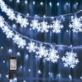 thumbnail image 1 of Luces navideñas, 100 luces LED de cadena de copos de nieve, luces de cadena de 33 pies, luces de cadena enchufables, 8 modos, impermeables, conectables para decoraciones navideñas de interior y exter JAMW Sencillez, 1 of 5